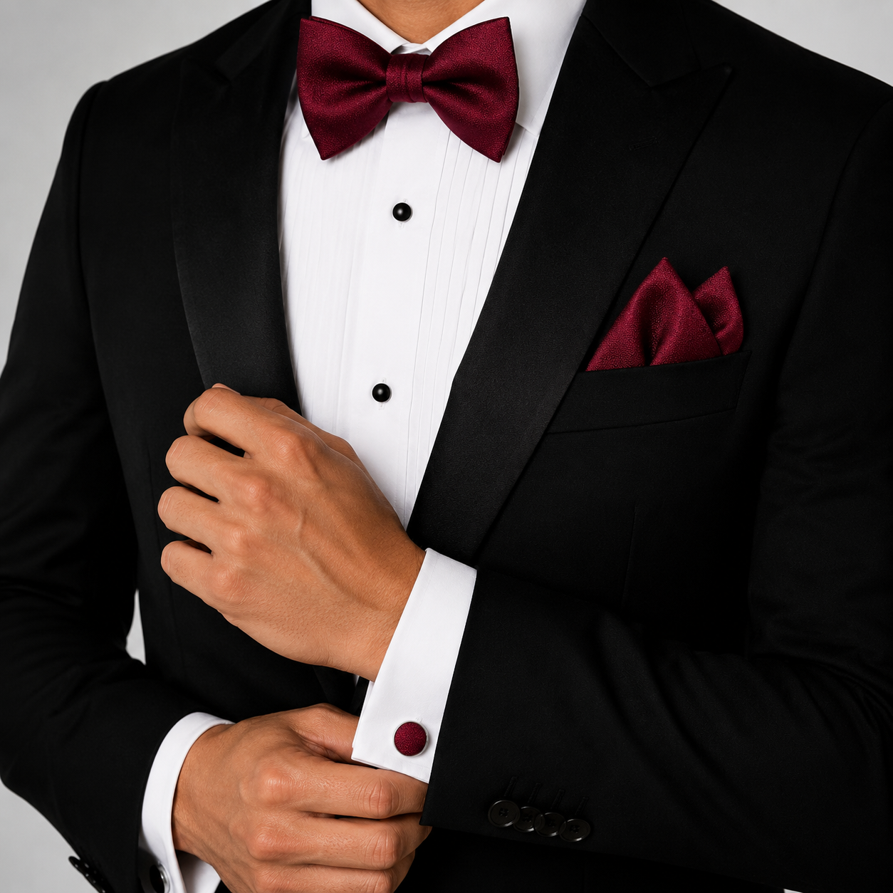 Bow Tie, Pocket Square & Cufflink The Elite 3-Piece Matching Set BPC 3002