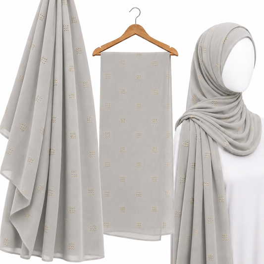 Stylengift Luxury Hand-Crafted Mukesh- Festive  Chifon Hijab – Ultra-Soft & Lightweight-SH-132
