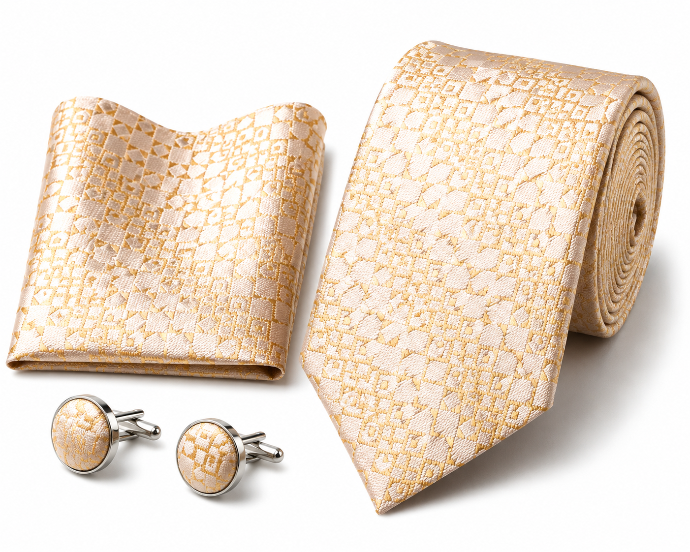 Men’s Tie, Pocket Square & Cufflinks Set – Luxury Formal Accessory Combo - CU-109