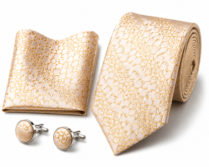 Men’s Tie, Pocket Square & Cufflinks Set – Luxury Formal Accessory Combo - CU-109