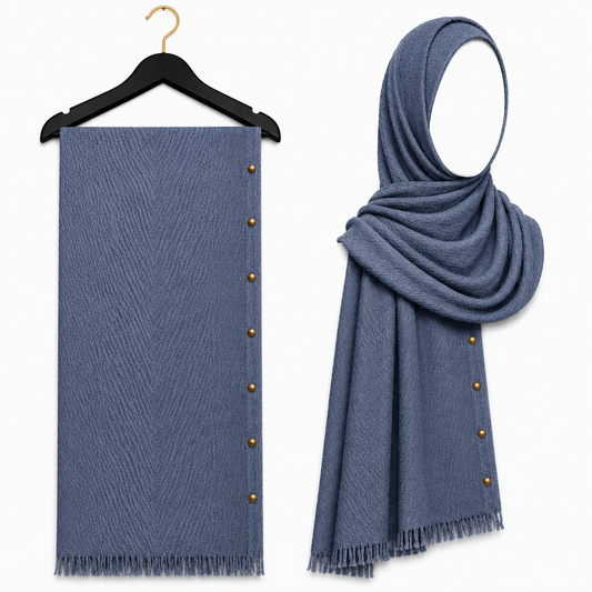 Stylengift Luxury Crimped Cotton Gold Studded  Hijab | All-Season Formal Scarf-SH-137