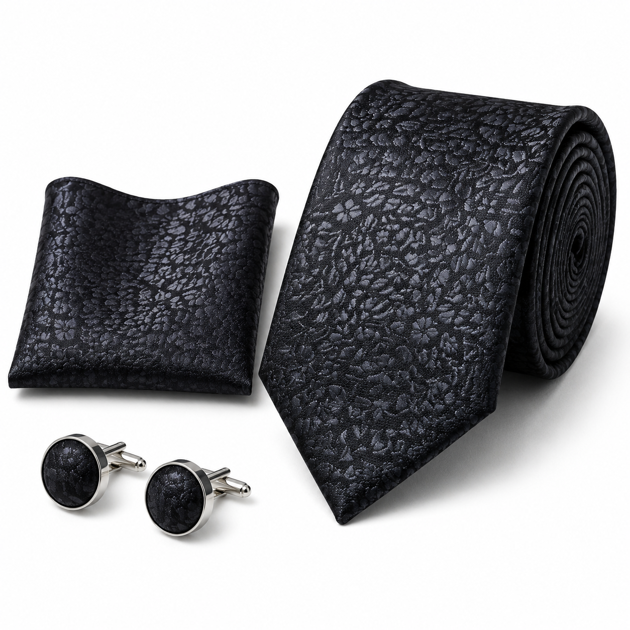 Men’s Tie, Pocket Square & Cufflinks Set – Luxury Formal Accessory Combo - CU-116