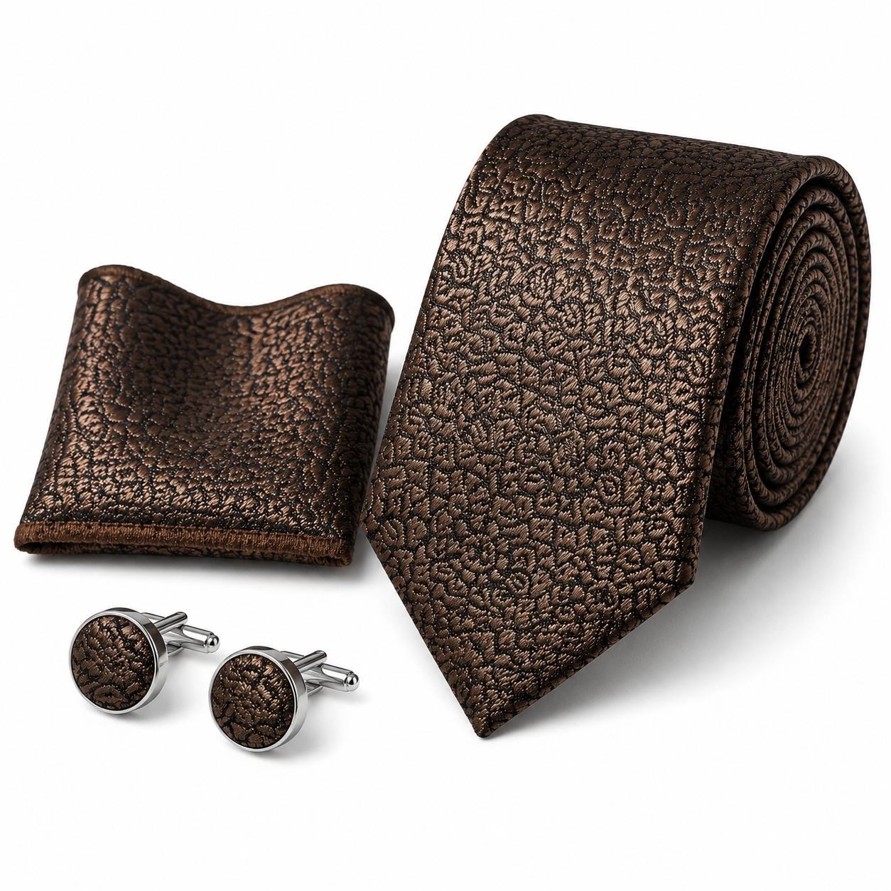 Men’s Tie, Pocket Square & Cufflinks Set – Luxury Formal Accessory Combo - CU-120