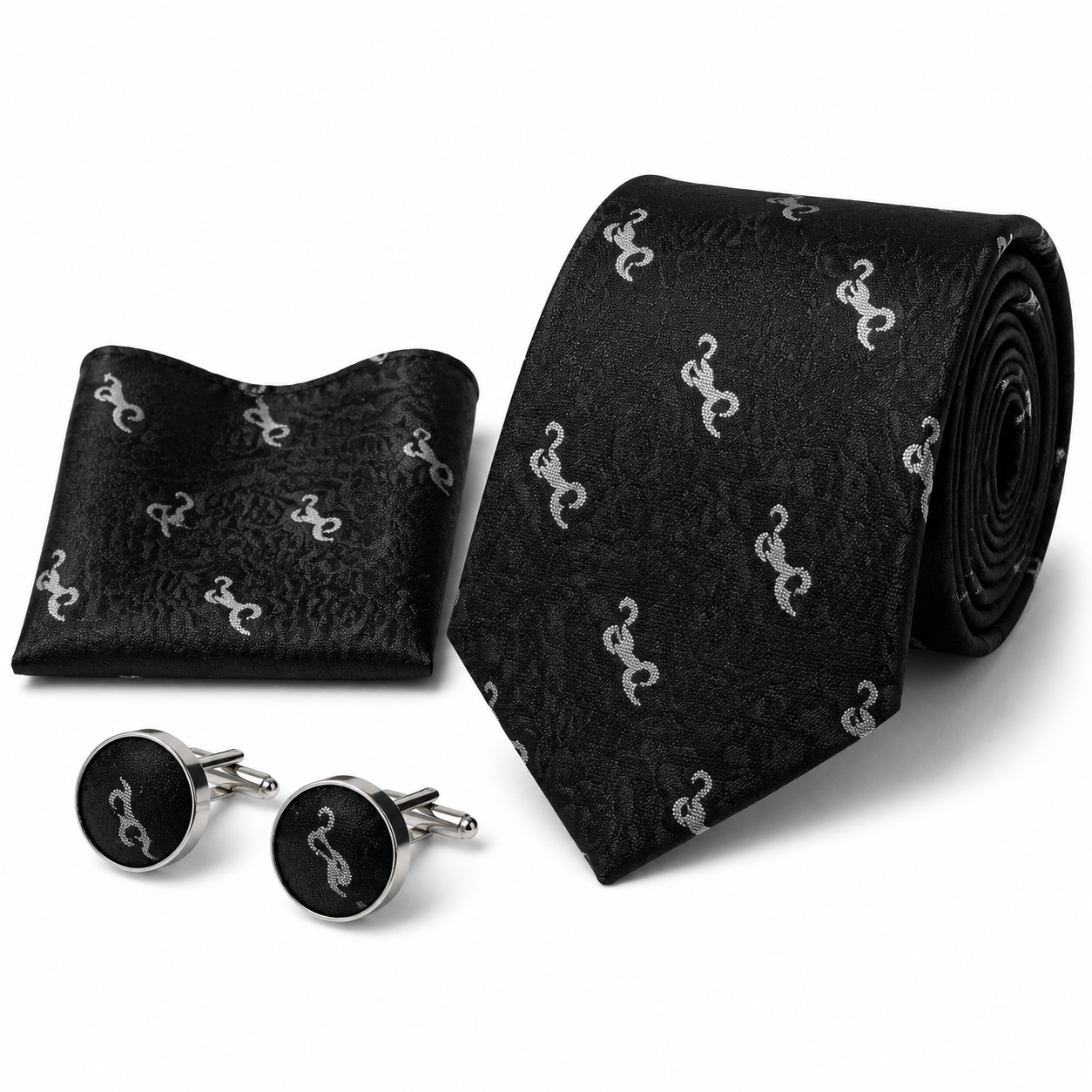 Men’s Tie, Pocket Square & Cufflinks Set – Luxury Formal Accessory Combo - CU-119