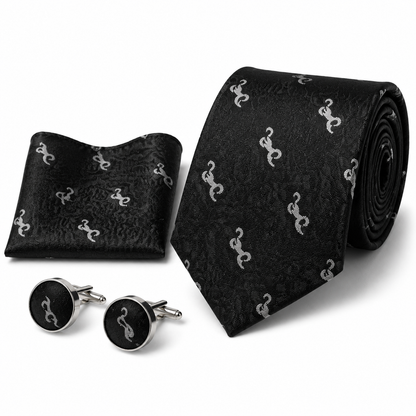 Men’s Tie, Pocket Square & Cufflinks Set – Luxury Formal Accessory Combo - CU-119