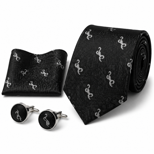 Men’s Tie, Pocket Square & Cufflinks Set – Luxury Formal Accessory Combo - CU-119