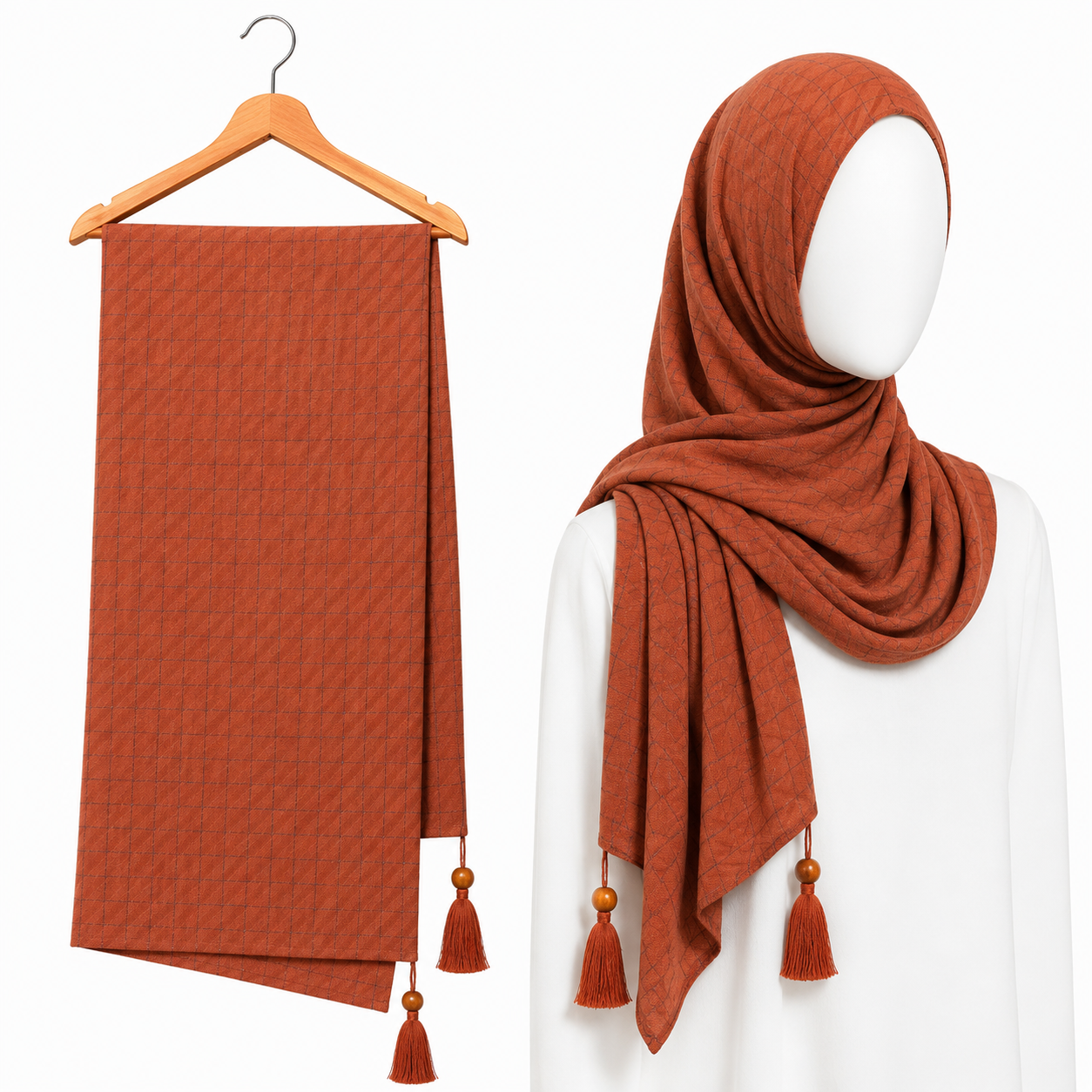 Stylengift premium  Crushed  Hijabs | All-Season Formal Tassel Scarf=SH-186