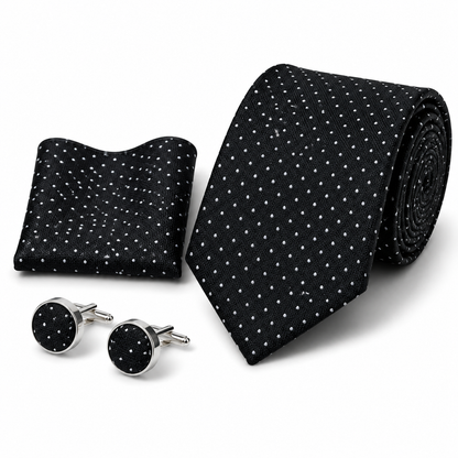 Men’s Tie, Pocket Square & Cufflinks Set – Luxury Formal Accessory Combo - CU-110