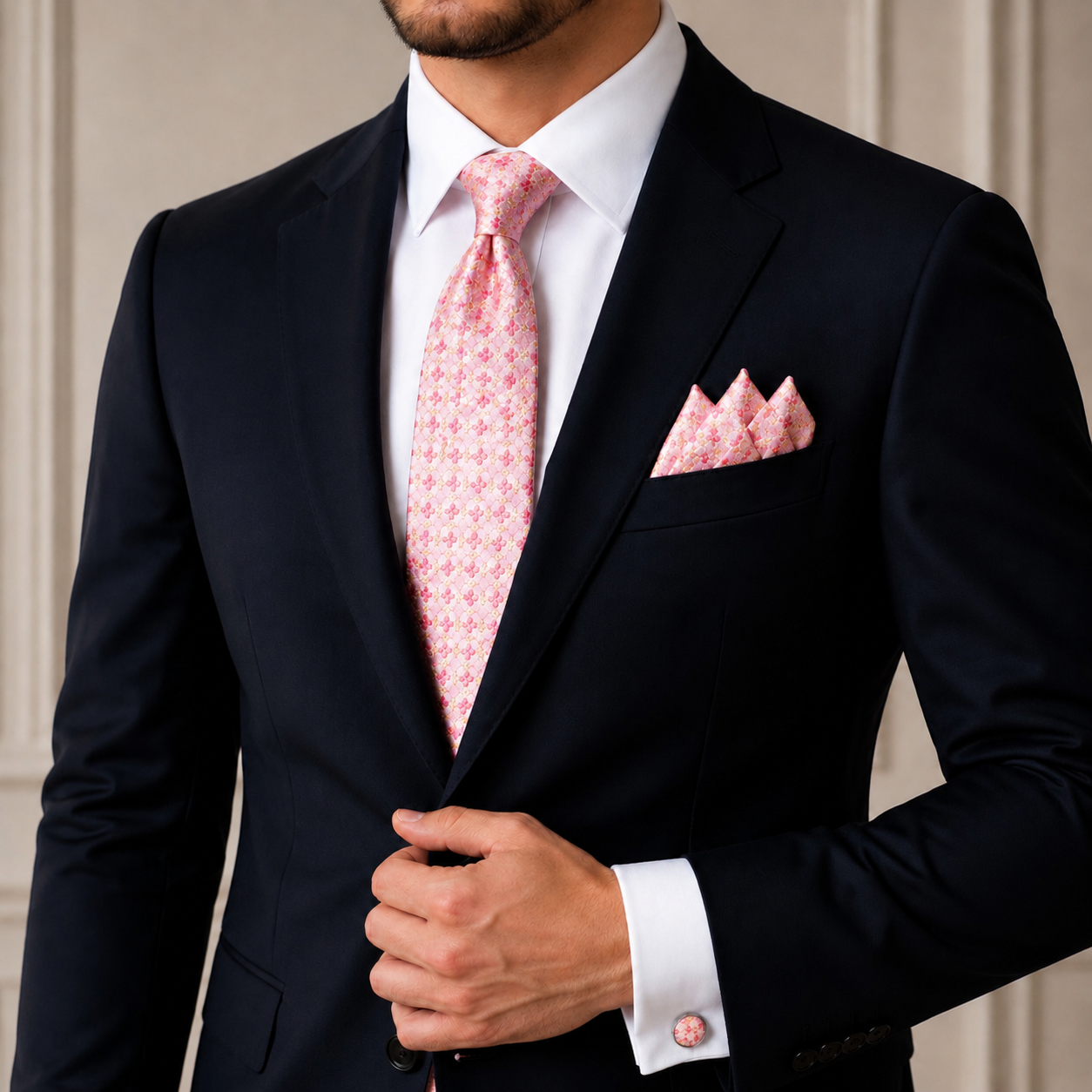 Men’s Tie, Pocket Square & Cufflinks Set – Luxury Formal Accessory Combo - CU-103