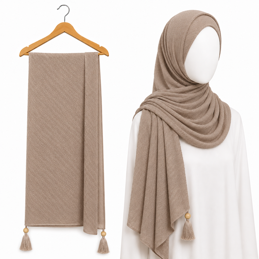 Stylengift Luxury Crushed Shimmer Hijabs | All-Season Formal Tassel Scarves=SH-169
