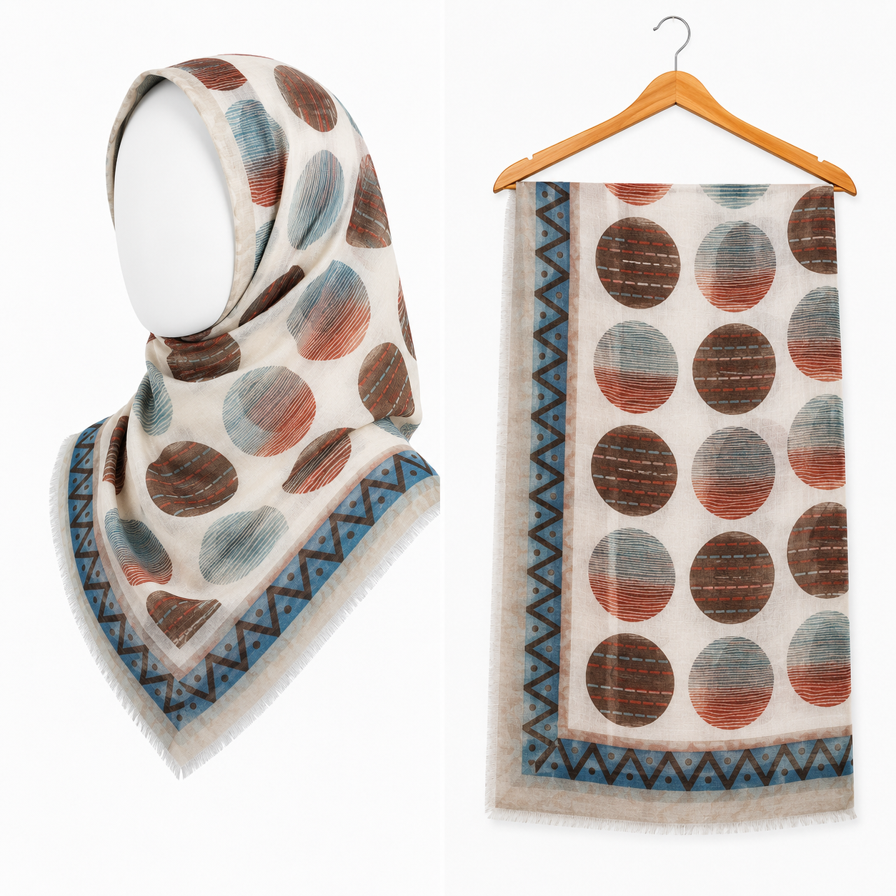 Stylengift Pure Egyptian Lawn Hijab - Luxury Designer Printed Summer Scarf-SH-161