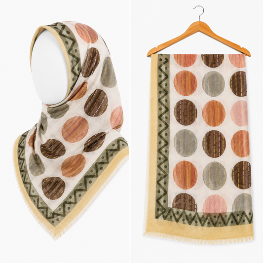 Stylengift Pure Egyptian Lawn Hijab - Luxury Designer Printed Summer Scarf-SH-159