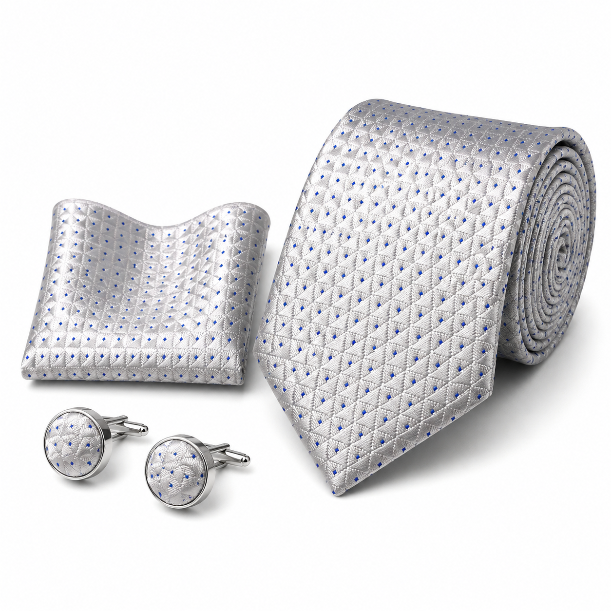 Men’s Tie, Pocket Square & Cufflinks Set – Luxury Formal Accessory Combo - CU-118