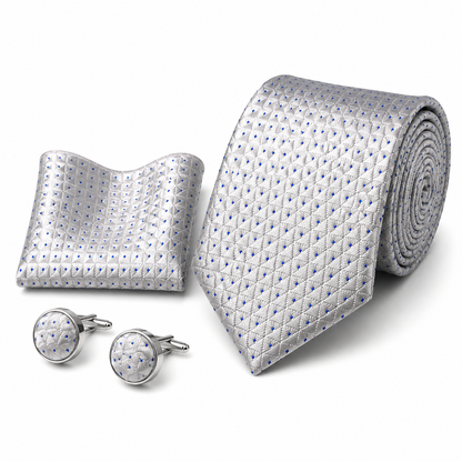 Men’s Tie, Pocket Square & Cufflinks Set – Luxury Formal Accessory Combo - CU-118