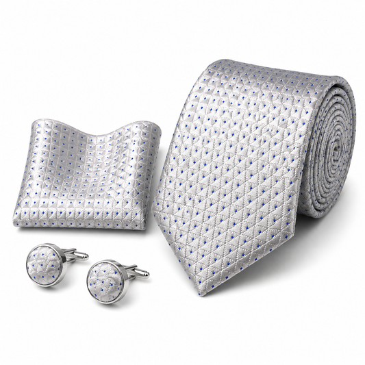 Men’s Tie, Pocket Square & Cufflinks Set – Luxury Formal Accessory Combo - CU-118