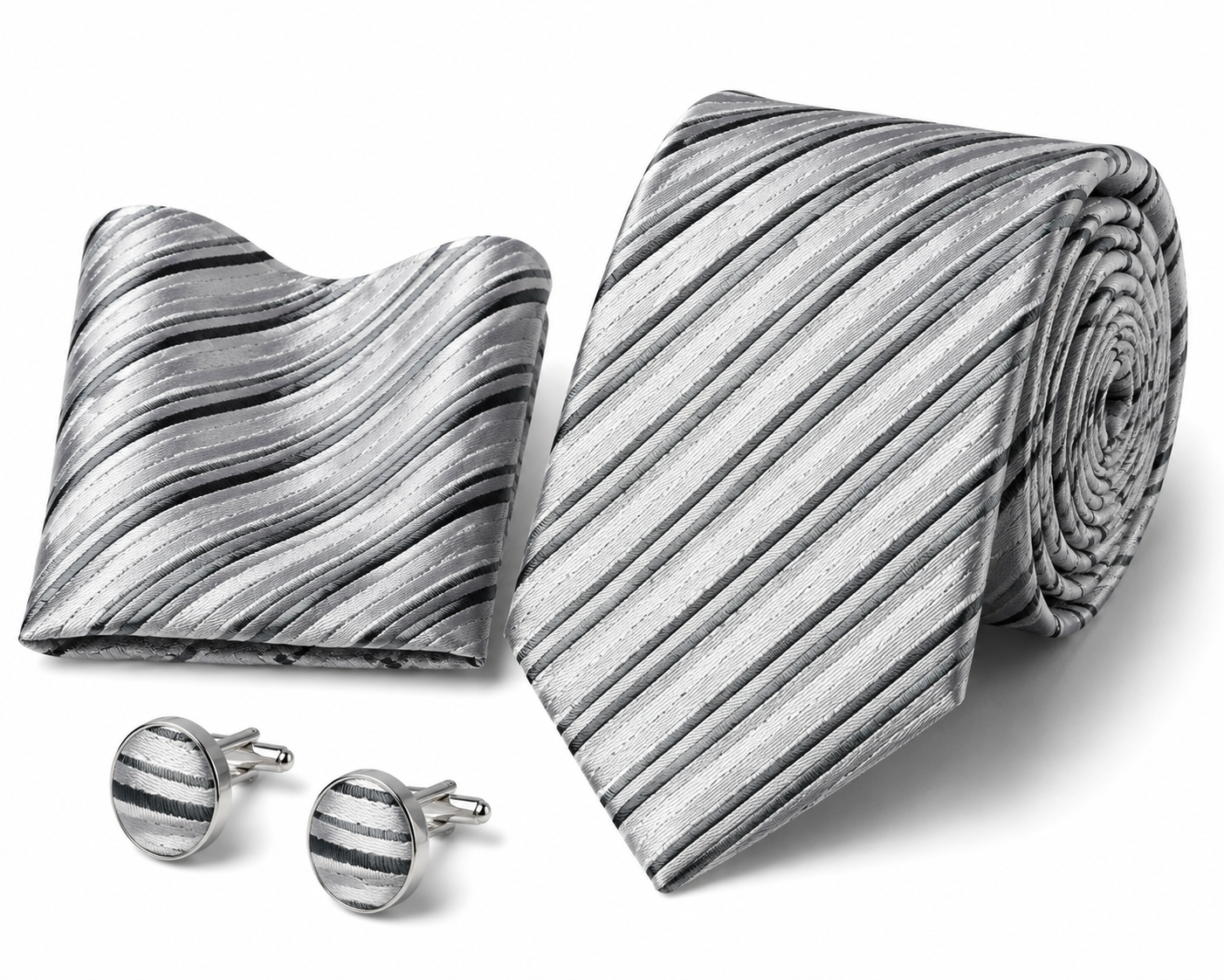 Men’s Tie, Pocket Square & Cufflinks Set – Luxury Formal Accessory Combo - CU-105