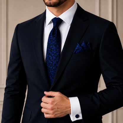 Men’s Tie, Pocket Square & Cufflinks Set – Luxury Formal Accessory Combo - CU-107