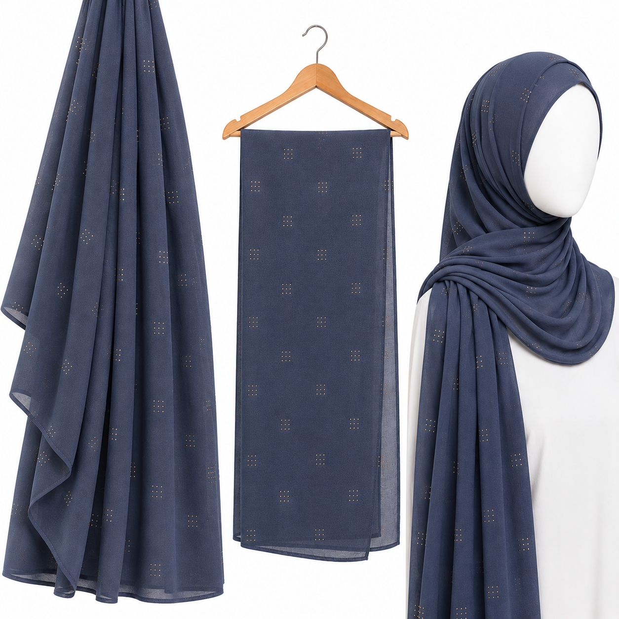 Stylengift Luxury Hand-Crafted Mukesh- Festive  Chifon Hijab – Ultra-Soft & Lightweight-SH-112