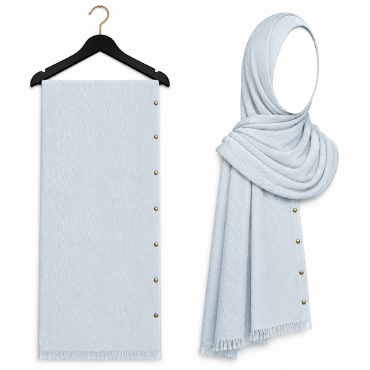 Stylengift Luxury Crimped Cotton Gold Studded  Hijab | All-Season Formal Scarf-SH-135