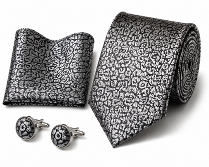 Men’s Tie, Pocket Square & Cufflinks Set – Luxury Formal Accessory Combo - CU-117