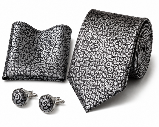 Men’s Tie, Pocket Square & Cufflinks Set – Luxury Formal Accessory Combo - CU-117