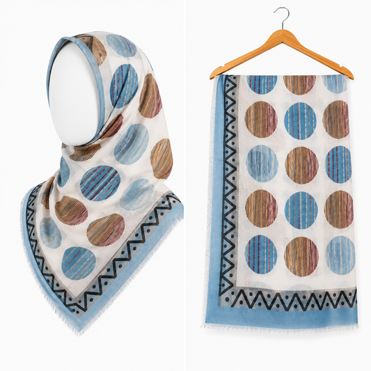 Stylengift Pure Egyptian Lawn Hijab - Luxury Designer Printed Summer Scarf-SH-158