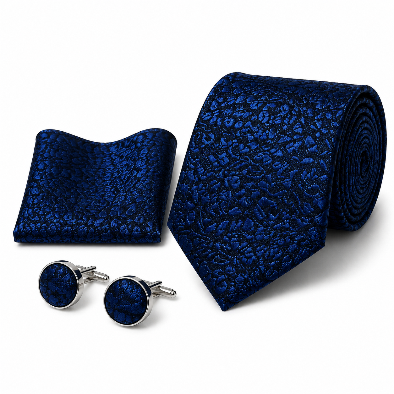 Men’s Tie, Pocket Square & Cufflinks Set – Luxury Formal Accessory Combo - CU-107