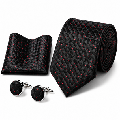 Men’s Tie, Pocket Square & Cufflinks Set – Luxury Formal Accessory Combo - CU-113