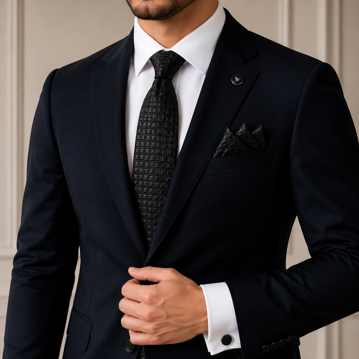 Men’s Tie, Pocket Square & Cufflinks Set – Luxury Formal Accessory Combo - CU-114